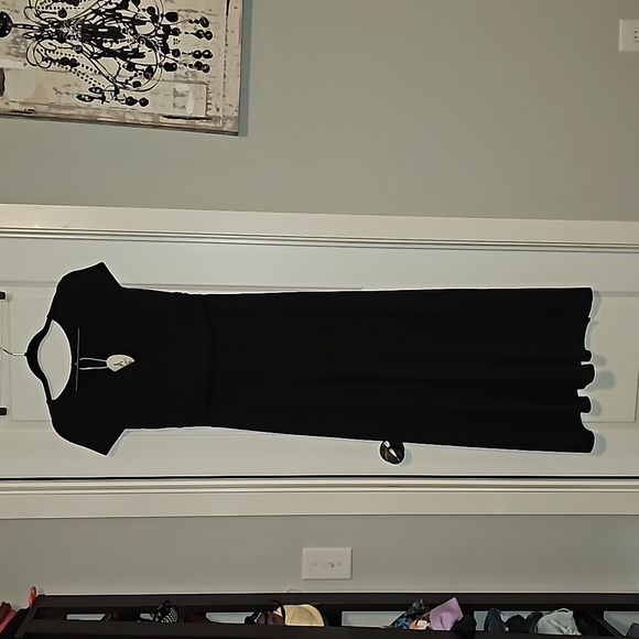 ANRABESS DeepV Neck Short Sleeve NWT Pleated High Waist Slit Maxi Dress Party S - Picture 8 of 16